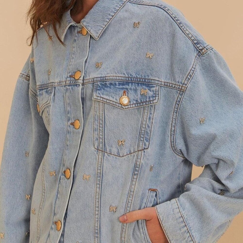 FARM Rio Bow Embroidery jacket in Denim DT - Picture 12 of 14